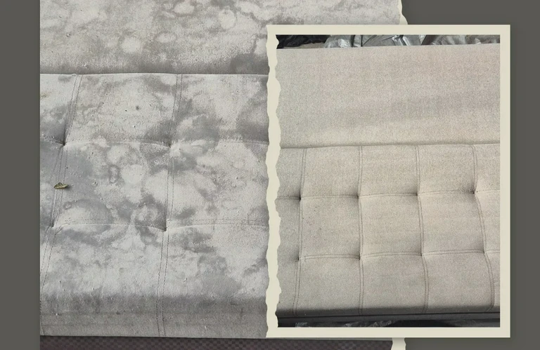 Tapicerka przed i po czyszczeniu